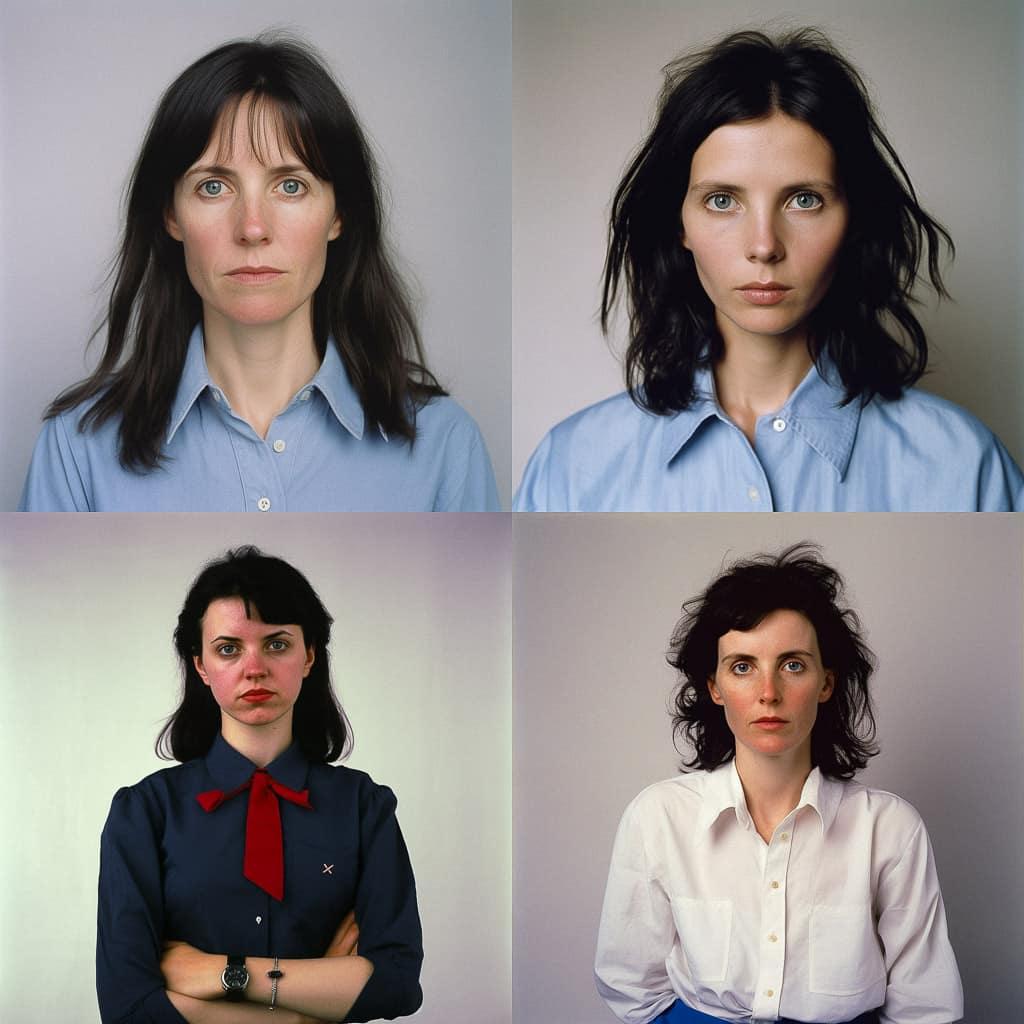 Gillian Wearing style, Midjourney V5, render 1 of 4