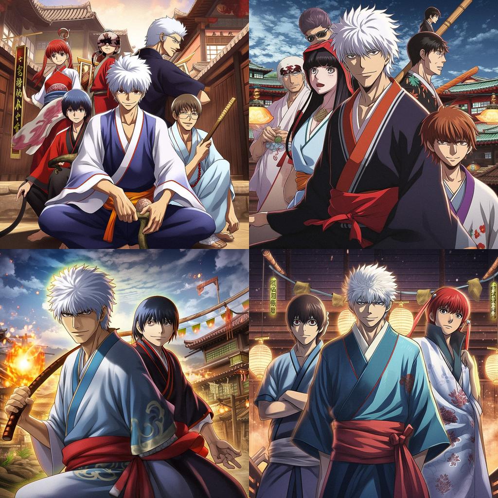 Gintama style, Midjourney V5, render 1 of 4