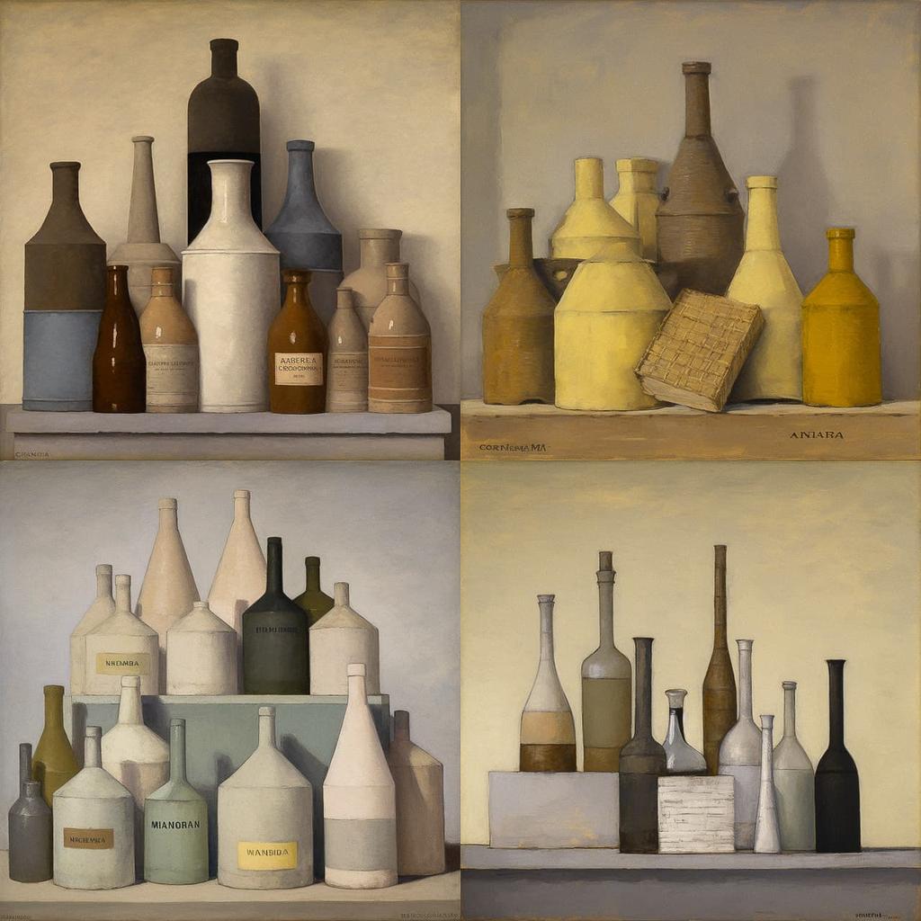 Giorgio Morandi style, Midjourney V5, render 1 of 4