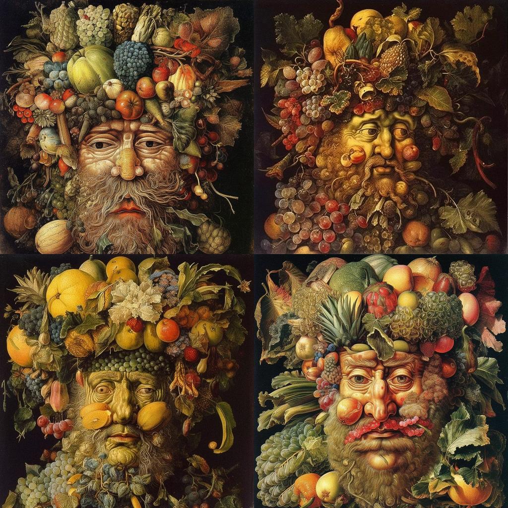 Giuseppe Arcimboldo style, Midjourney V5, render 1 of 4