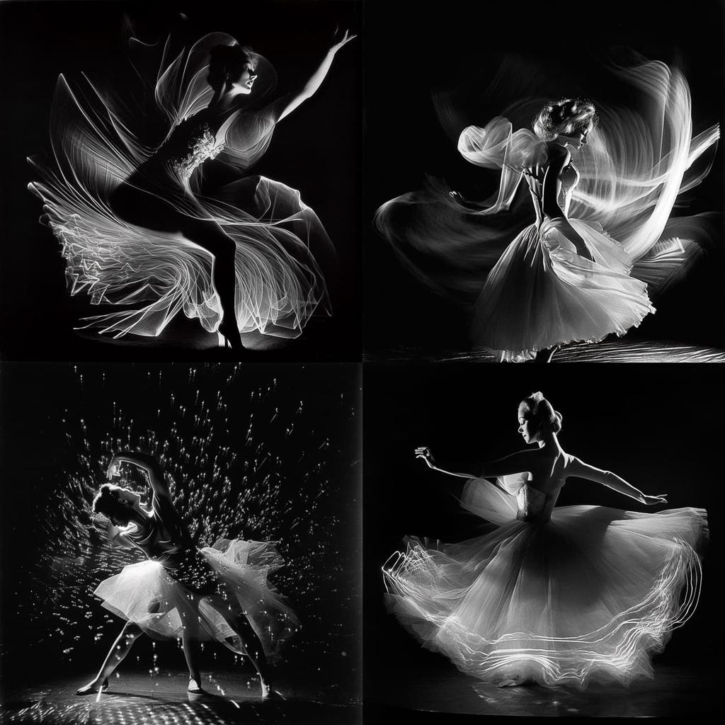 Gjon Mili style, Midjourney V5, render 1 of 4