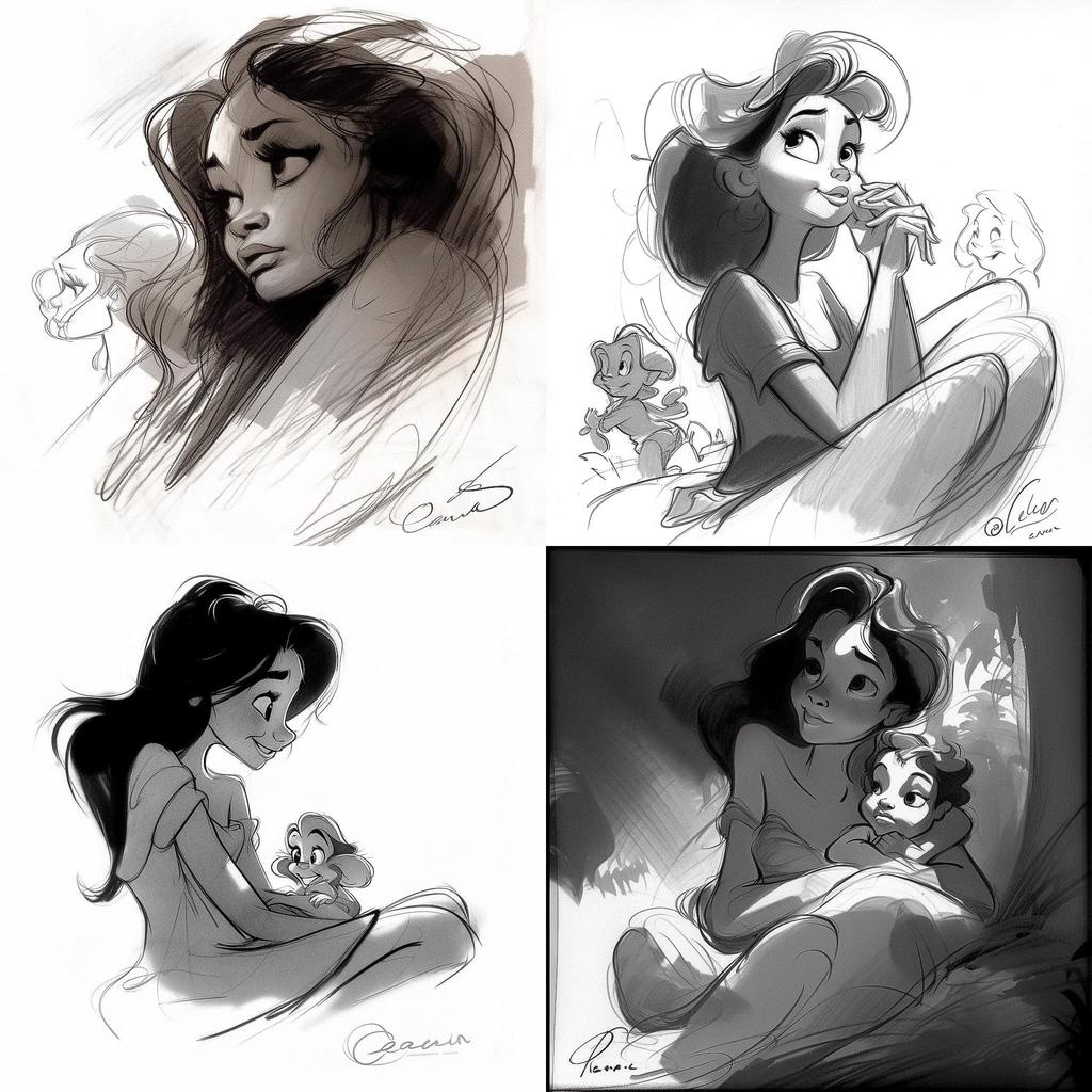 Glen Keane style, Midjourney V5, render 1 of 4