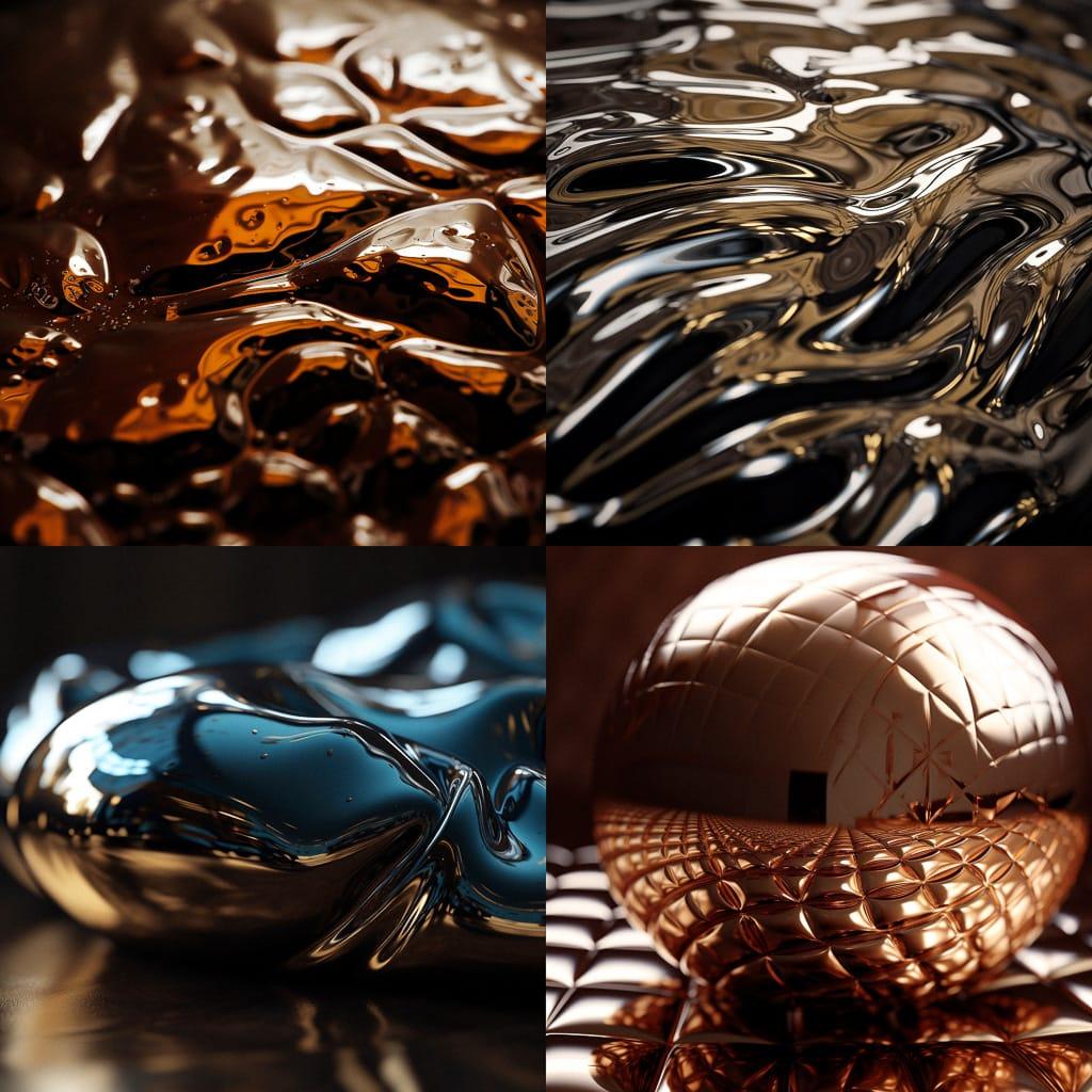 Glossy texture style, Midjourney V5, render 1 of 4