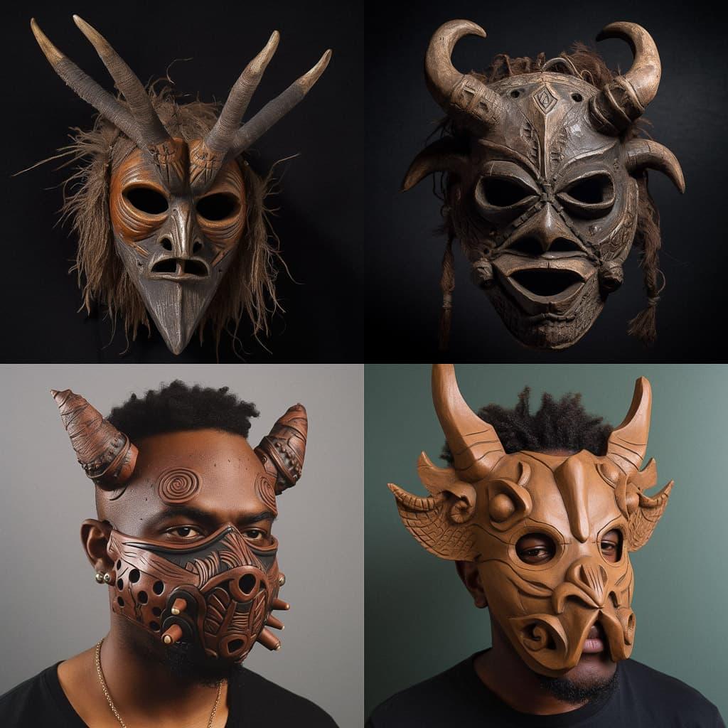 Gnaga mask style, Midjourney V5, render 1 of 4