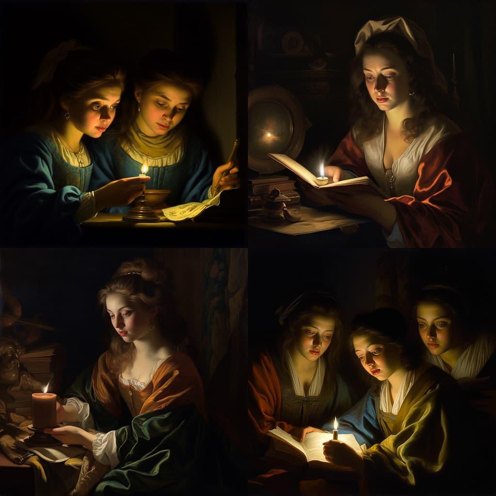 Godfried Schalcken style, Midjourney V5, render 1 of 4