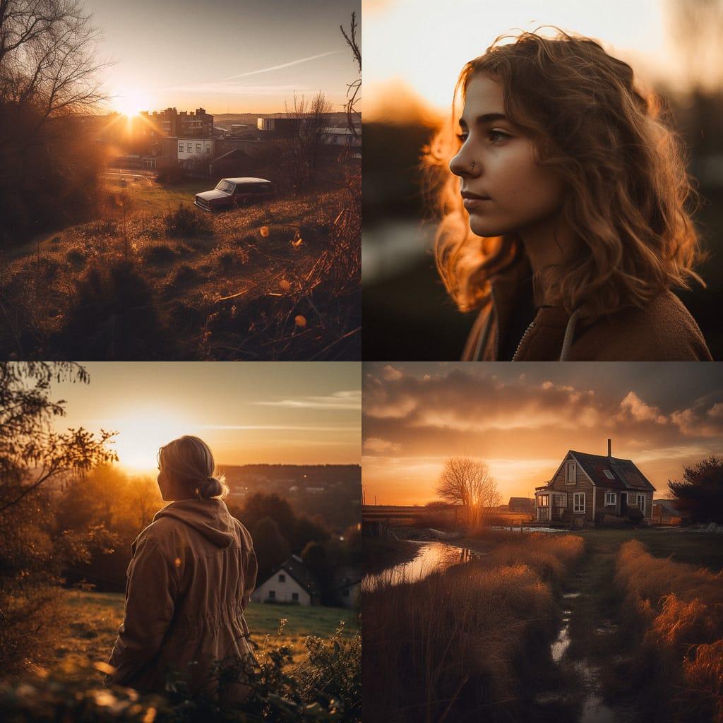 Golden hour style, Midjourney V5, render 1 of 4