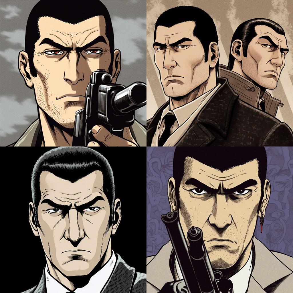 Golgo 13 style, Midjourney V5, render 1 of 4