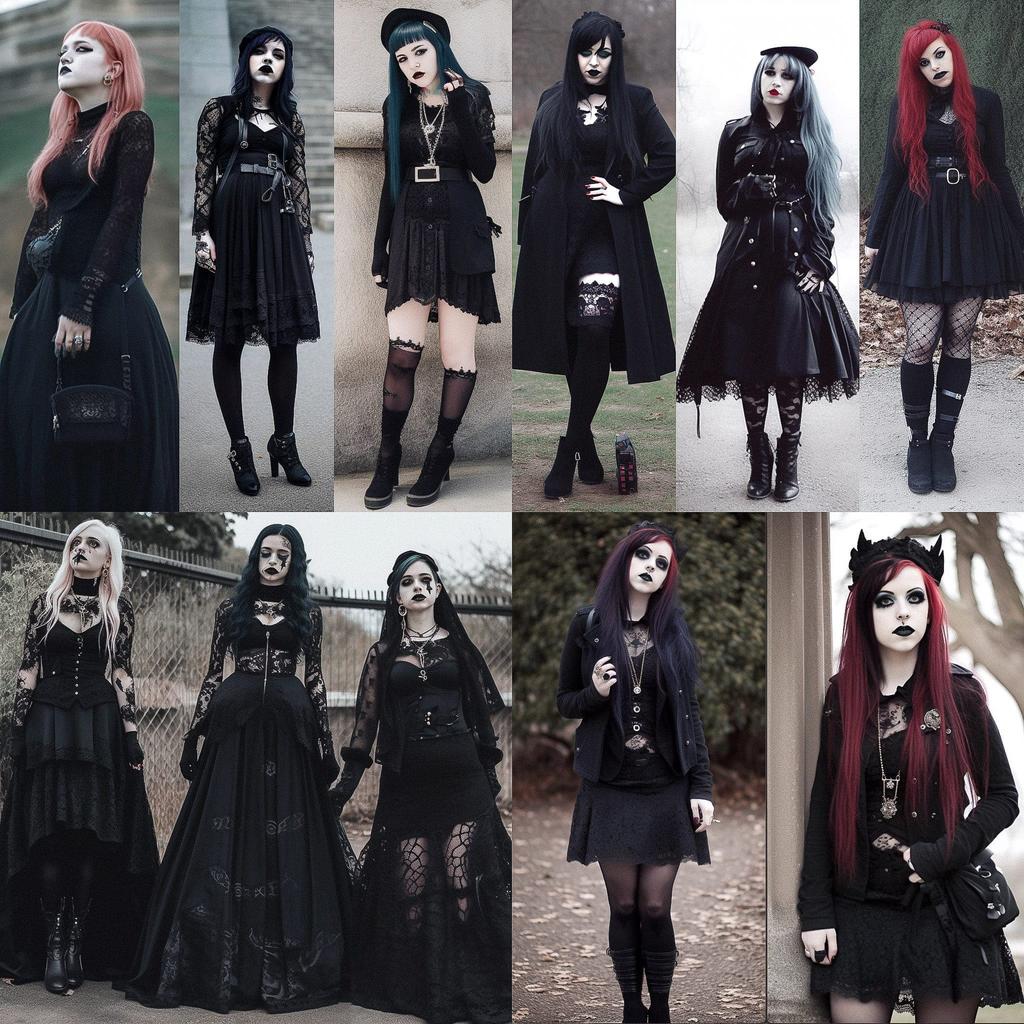 Goth fashion style, Midjourney V5, render 1 of 4