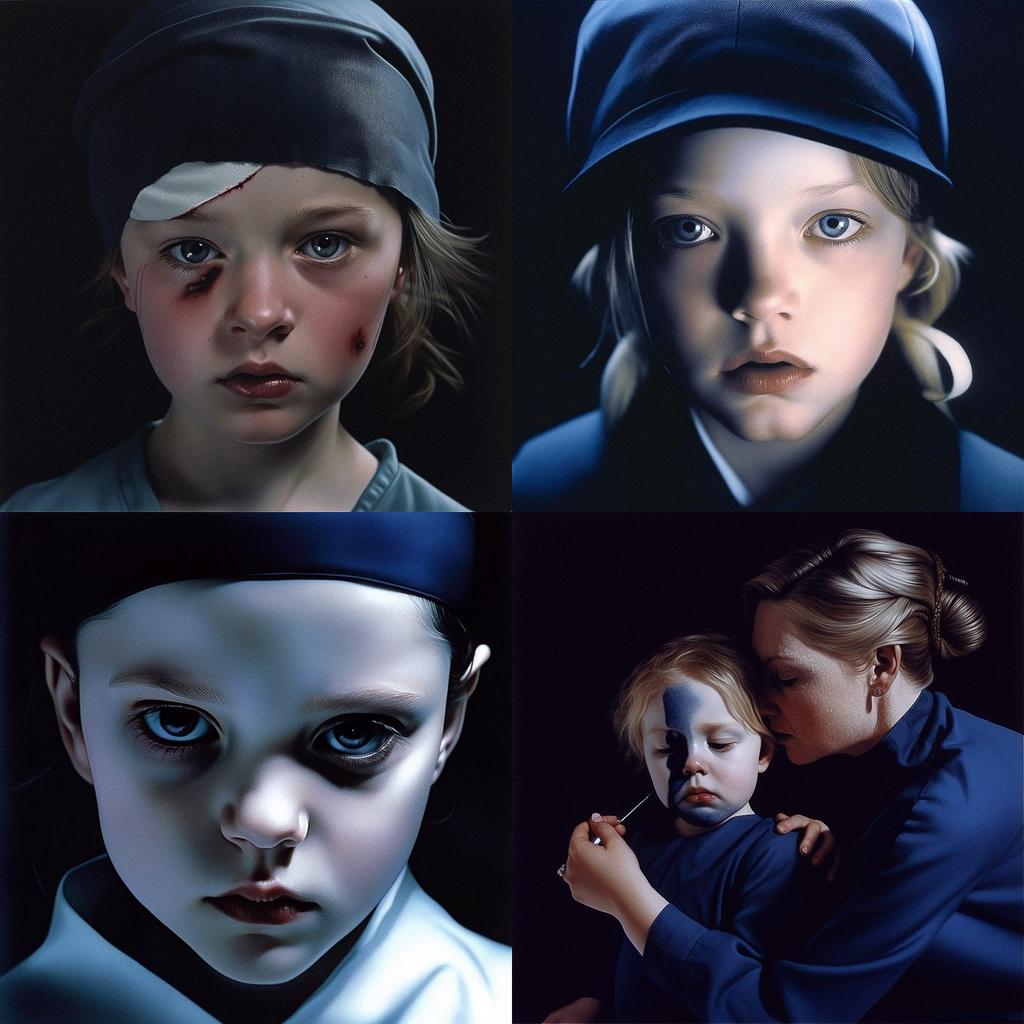 Gottfried Helnwein style, Midjourney V5, render 1 of 4