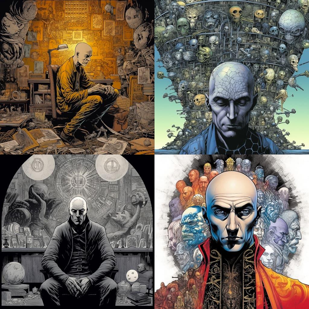 Grant Morrison style, Midjourney V5, render 1 of 4