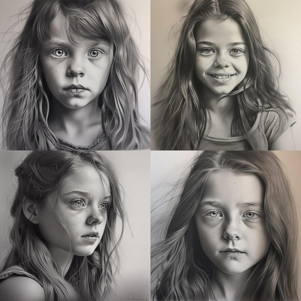 Graphite drawing style, Midjourney V5, render 1 of 4