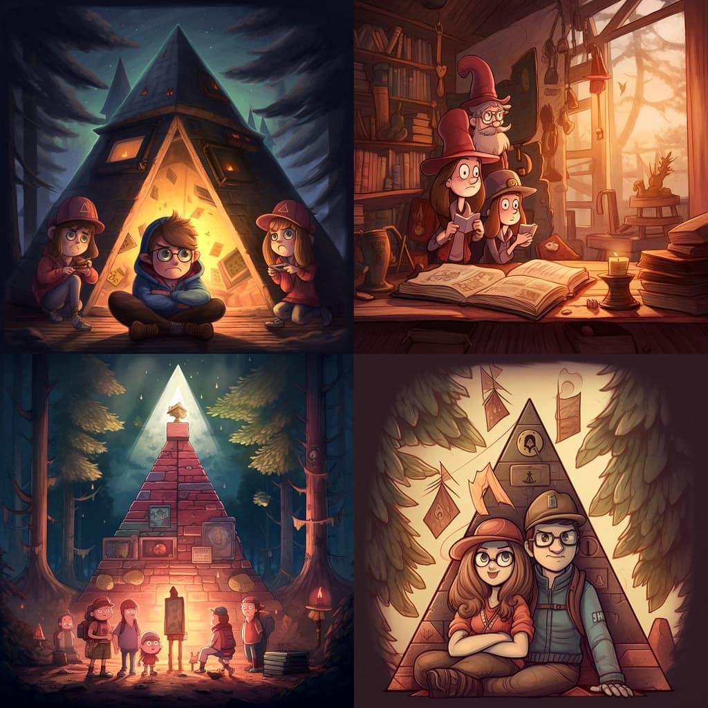 Gravity Falls style, Midjourney V5, render 1 of 4