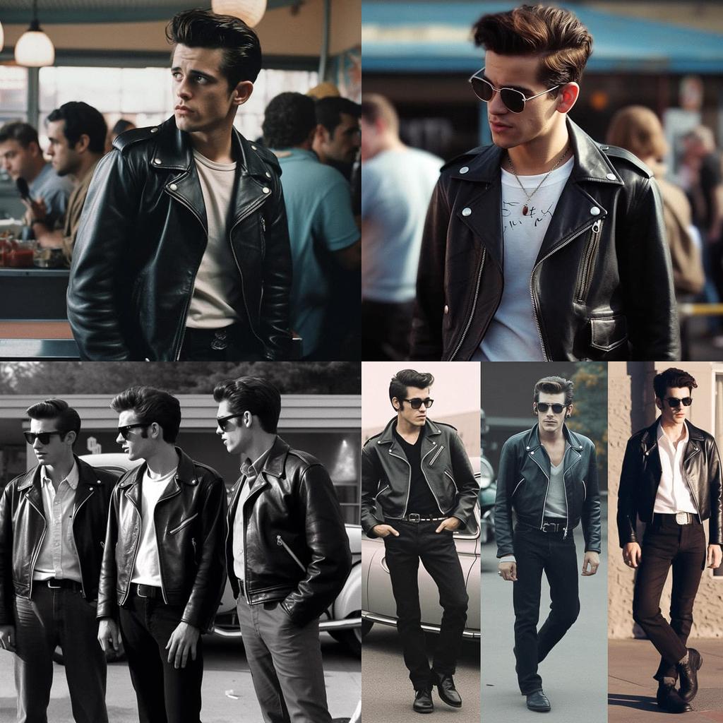 Greaser fashion style, Midjourney V5, render 1 of 4
