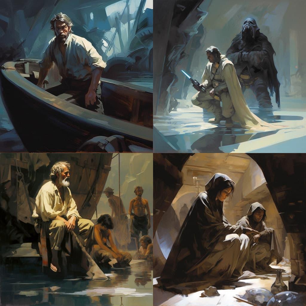 Greg Manchess style, Midjourney V5, render 1 of 4