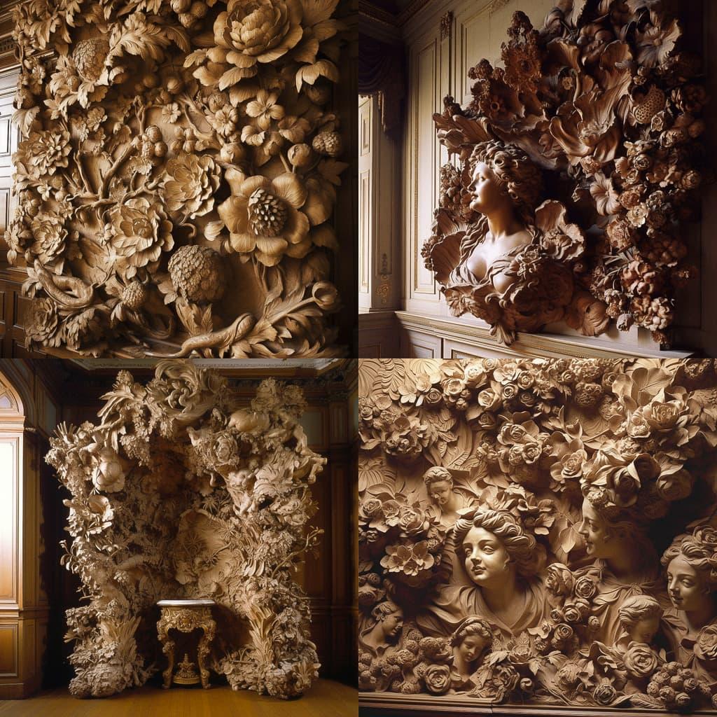Grinling Gibbons style, Midjourney V5, render 1 of 4