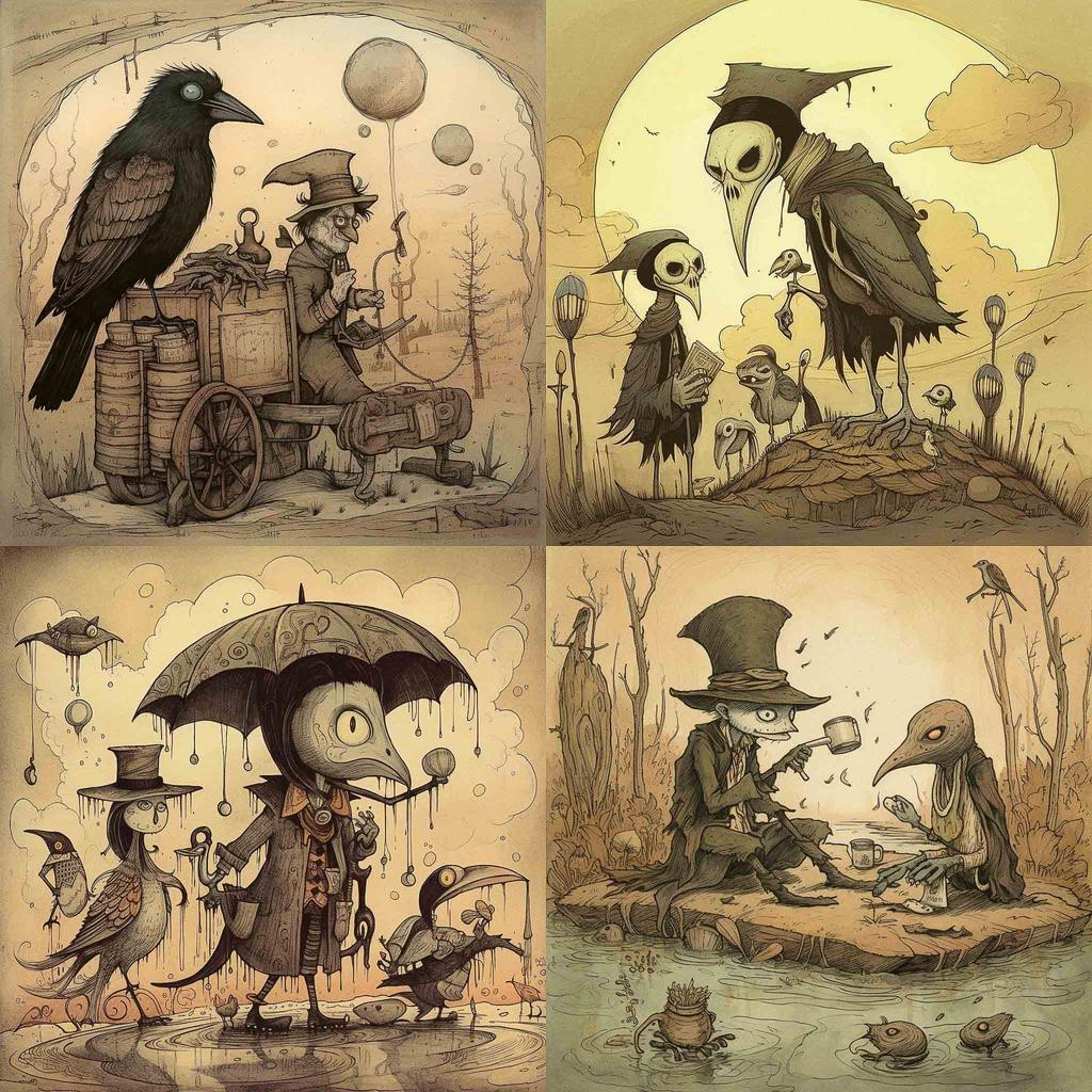 Gris Grimly style, Midjourney V5, render 1 of 4