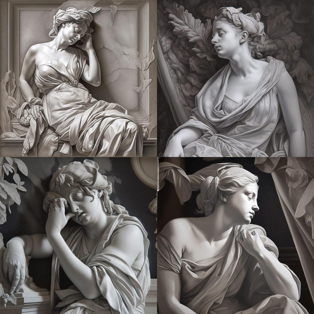 Grisaille style, Midjourney V5, render 1 of 4
