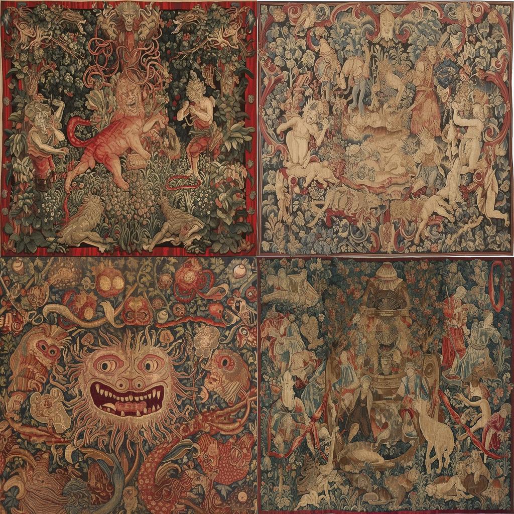 Grotesque tapestry style, Midjourney V5, render 1 of 4