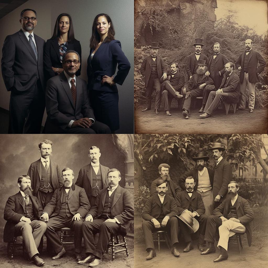 Group portrait style, Midjourney V5, render 1 of 4