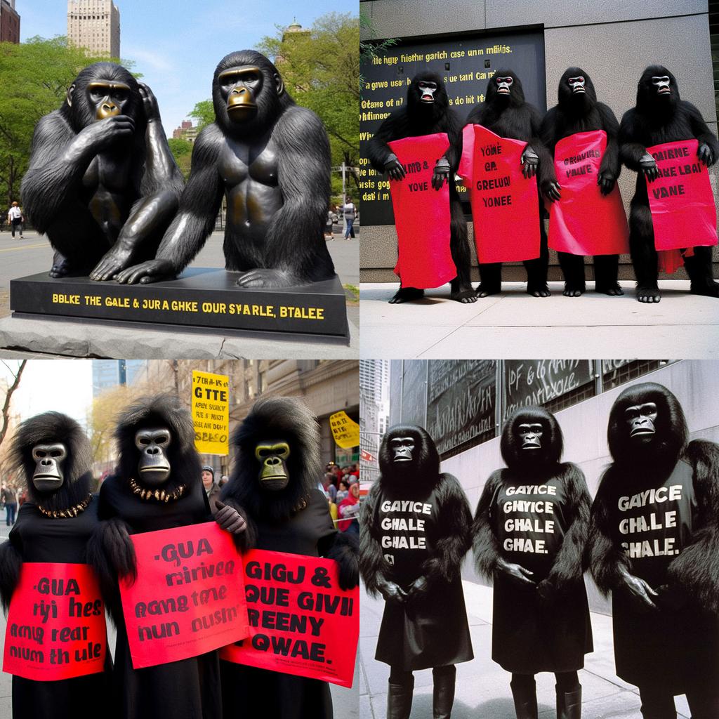 Guerrilla Girls style, Midjourney V5, render 1 of 4