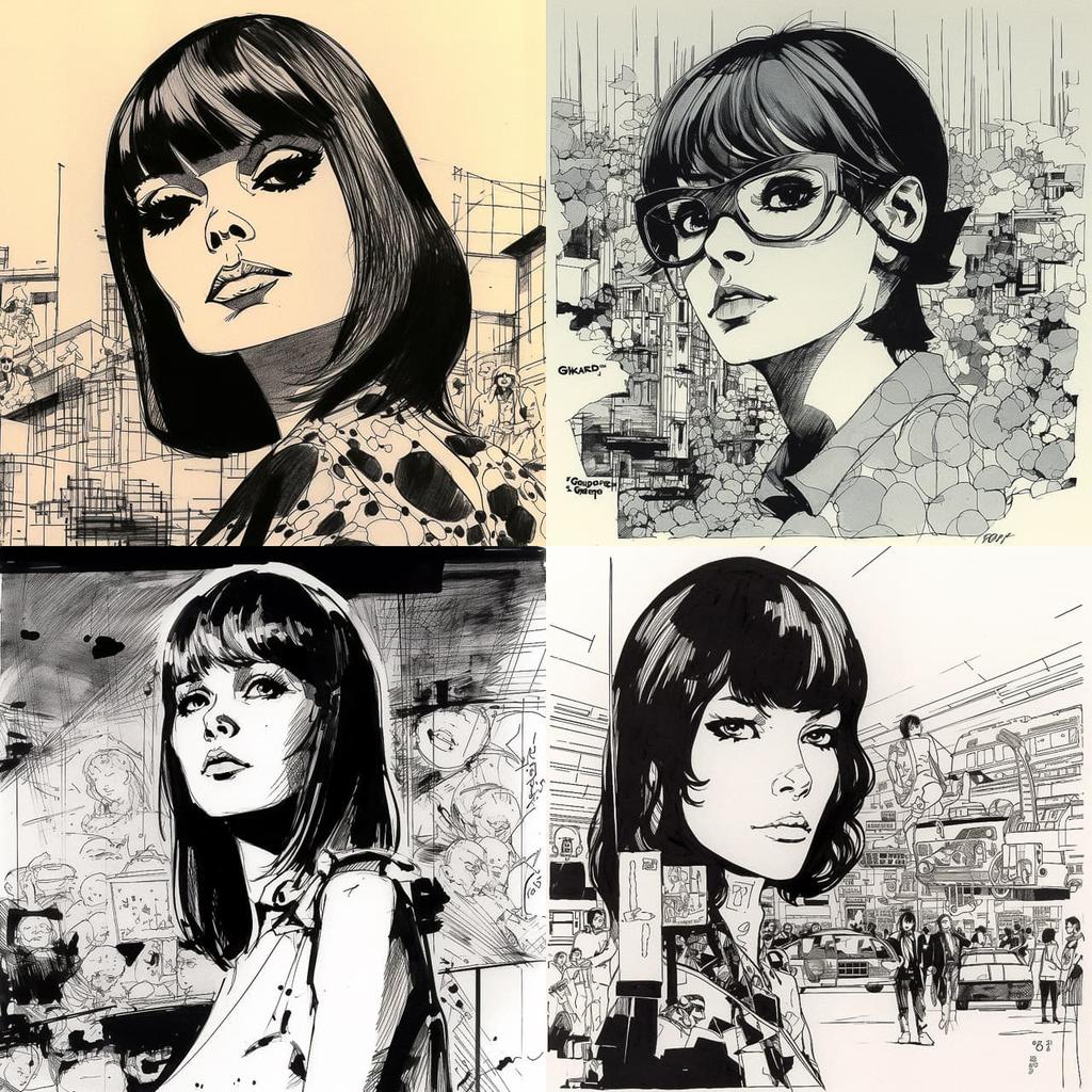 Guido Crepax style, Midjourney V5, render 1 of 4