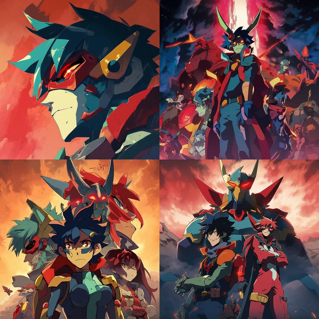 Gurren Lagann style, Midjourney V5, render 1 of 4