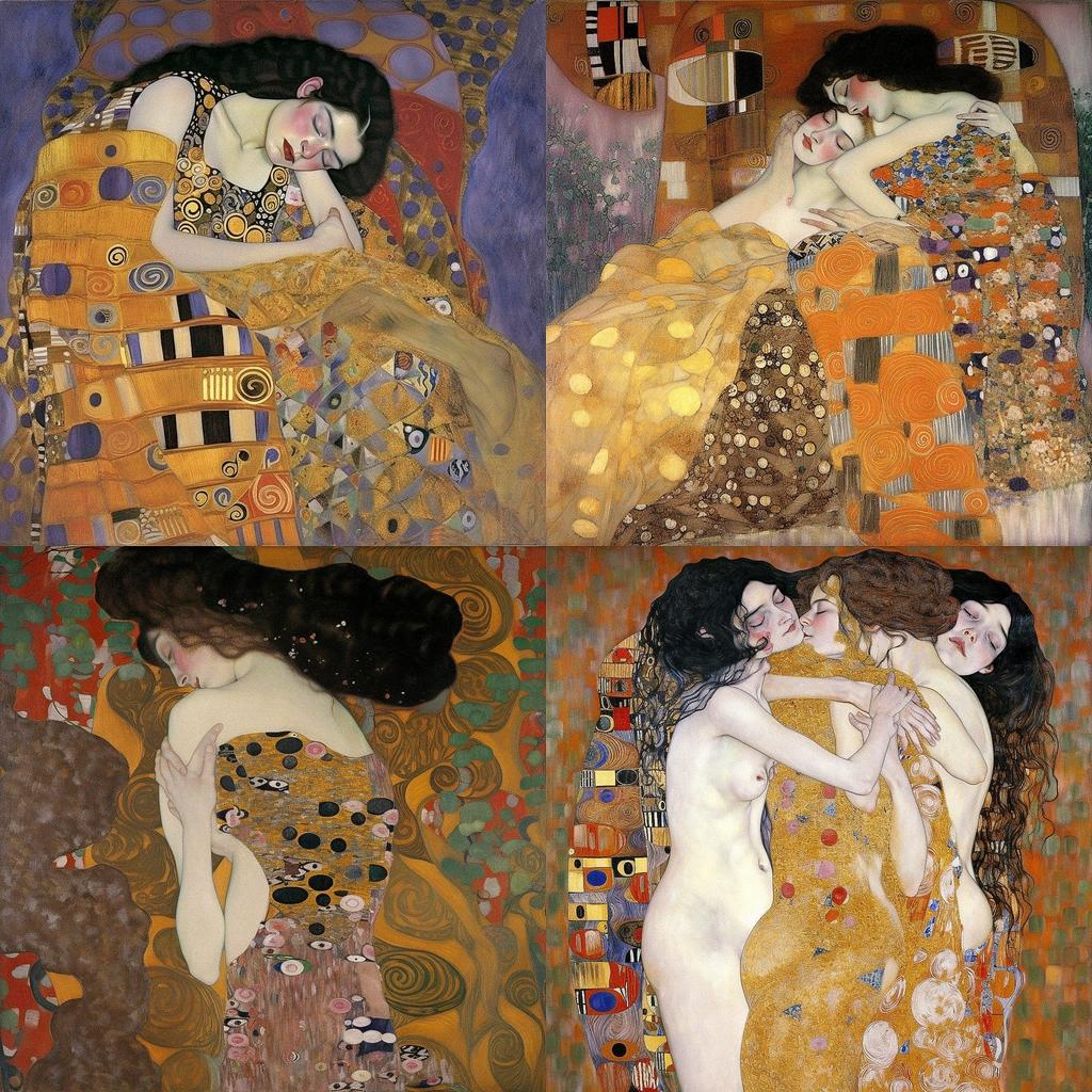 Gustav Klimt style, Midjourney V5, render 1 of 4