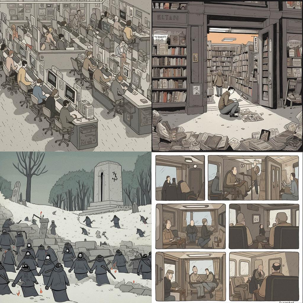 Guy Delisle style, Midjourney V5, render 1 of 4