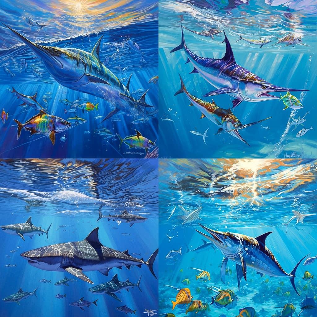 Guy Harvey style, Midjourney V5, render 1 of 4