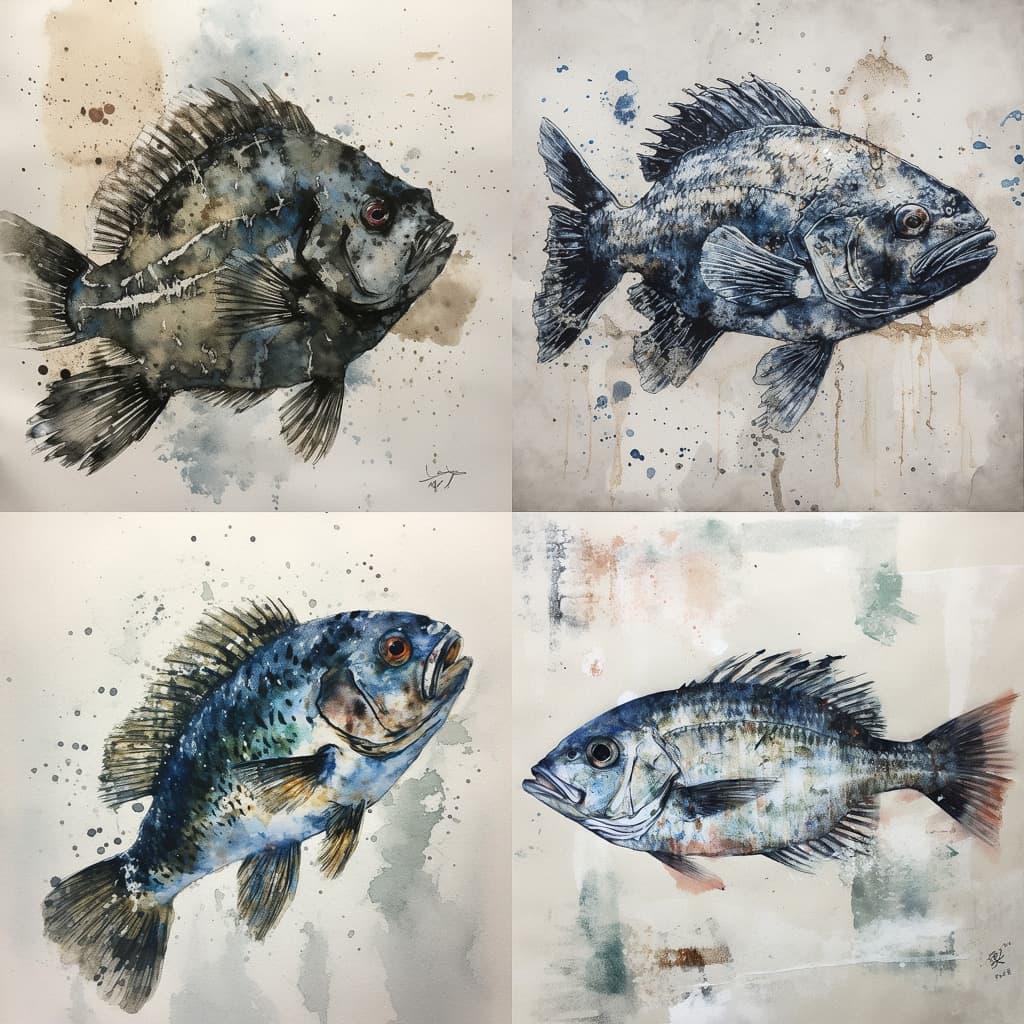 Gyotaku style, Midjourney V5, render 1 of 4