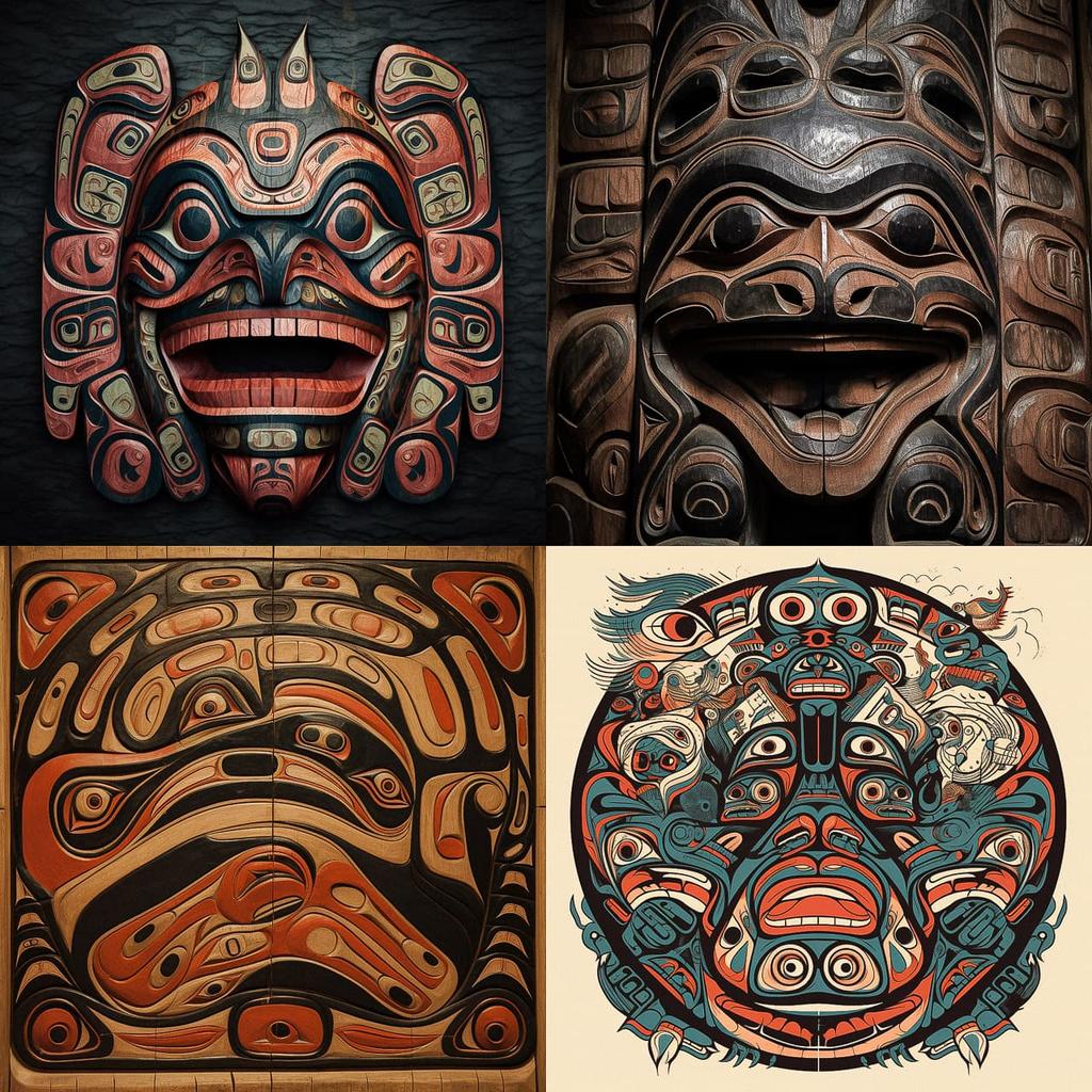 Haida art style, Midjourney V5, render 1 of 4