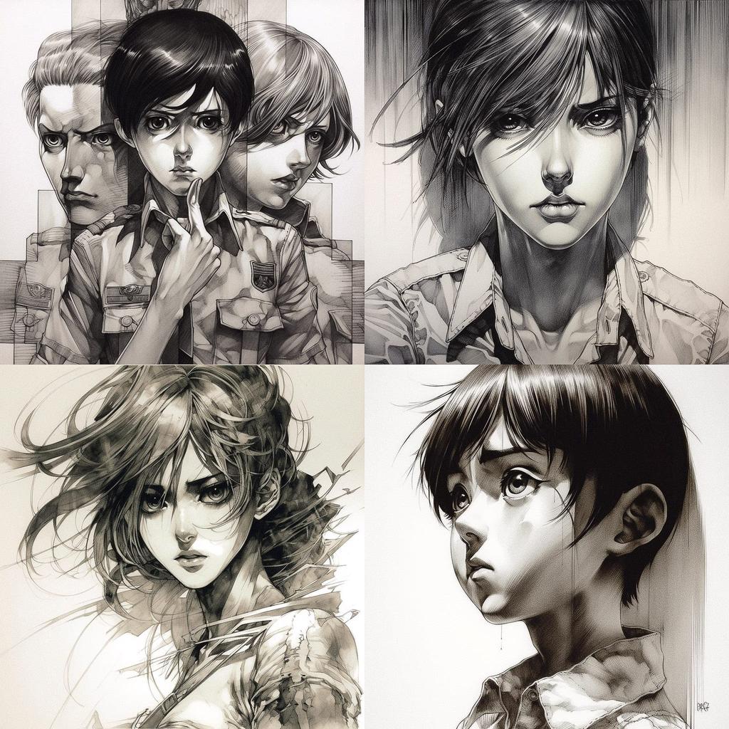 Hajime Isayama style, Midjourney V5, render 1 of 4