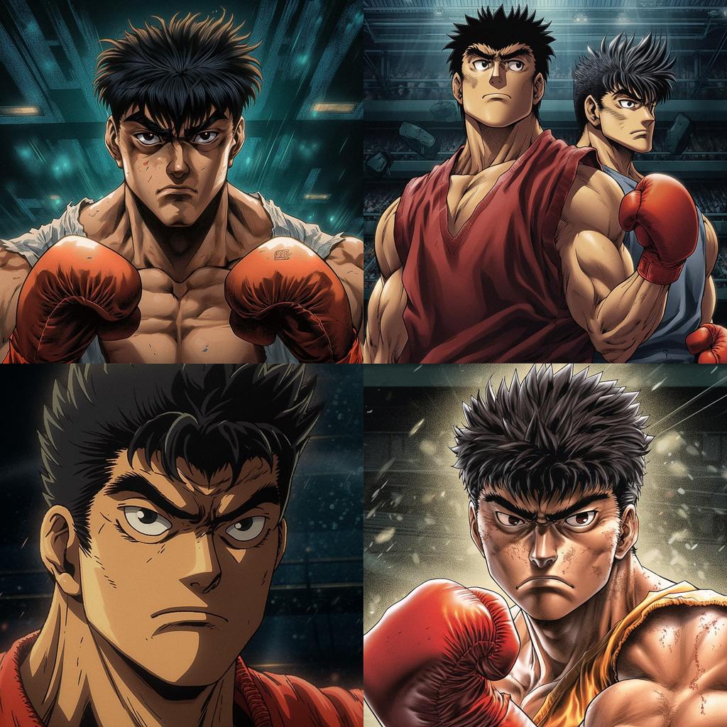 Hajime no Ippo style, Midjourney V5, render 1 of 4