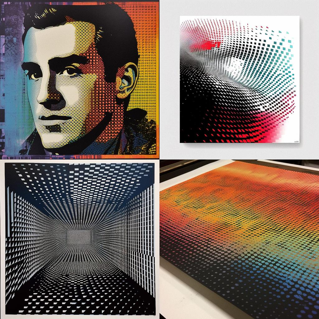 Halftone print style, Midjourney V5, render 1 of 4