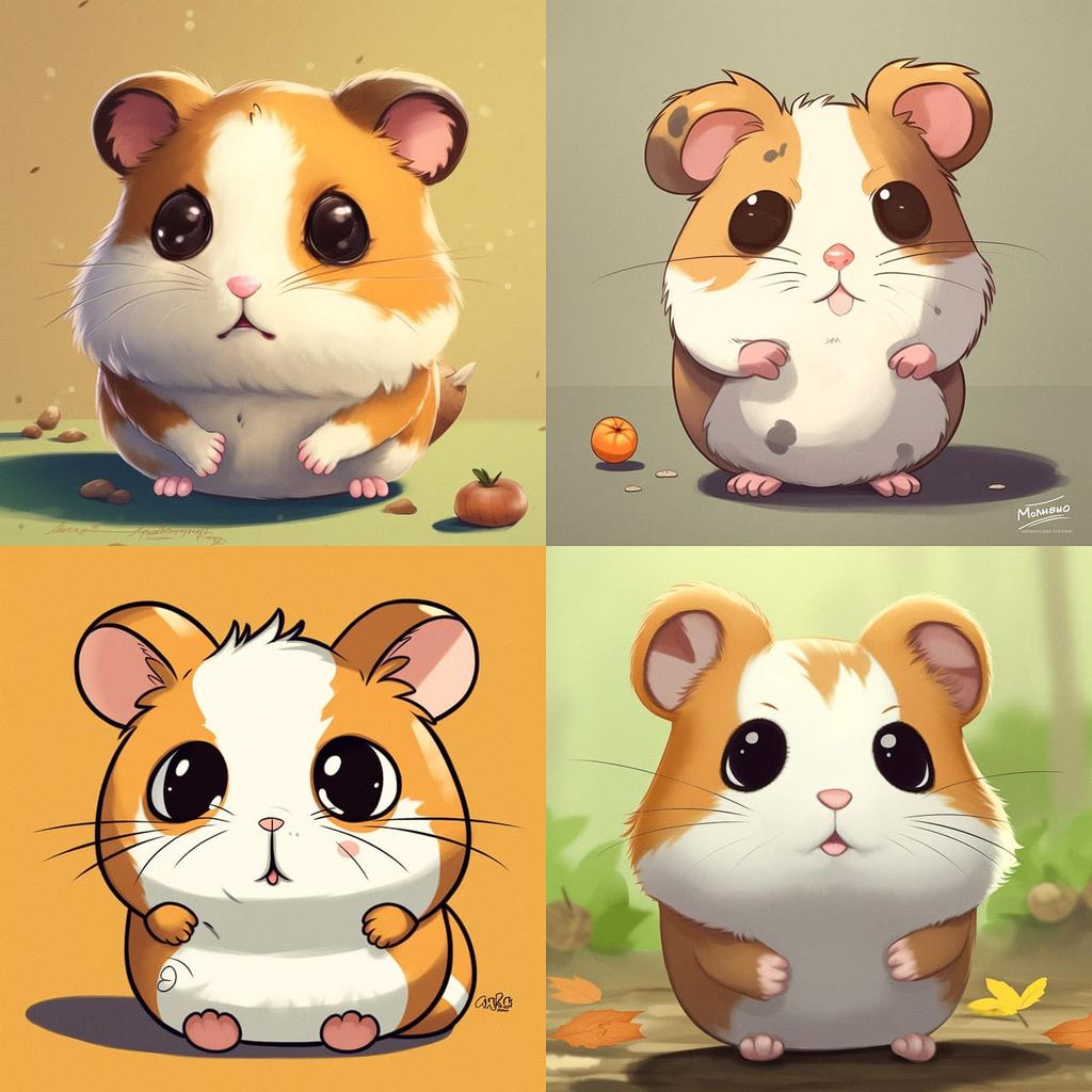 Hamtaro style, Midjourney V5, render 1 of 4