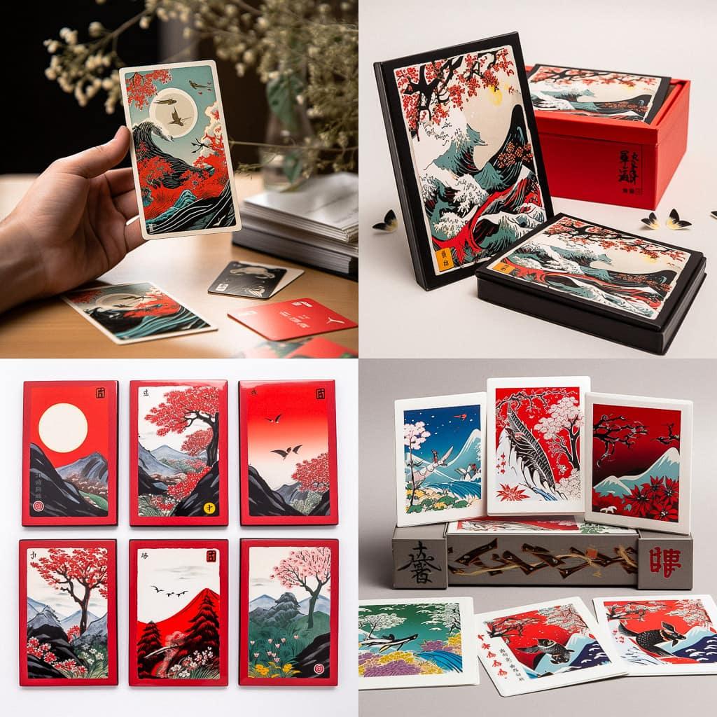 Hanafuda card style, Midjourney V5, render 1 of 4