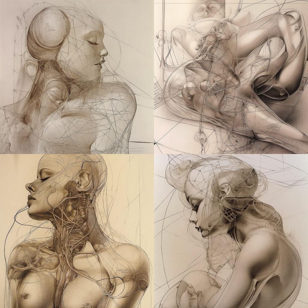 Hans Bellmer style, Midjourney V5, render 1 of 4