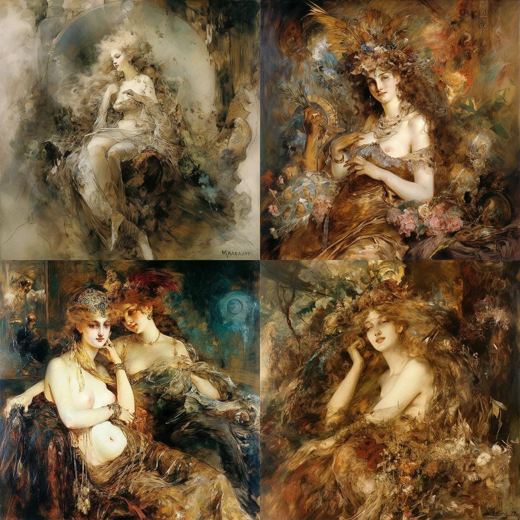Hans Makart style, Midjourney V5, render 1 of 4
