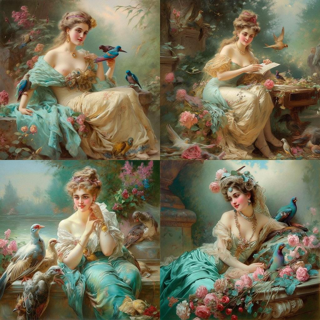 Hans Zatzka style, Midjourney V5, render 1 of 4