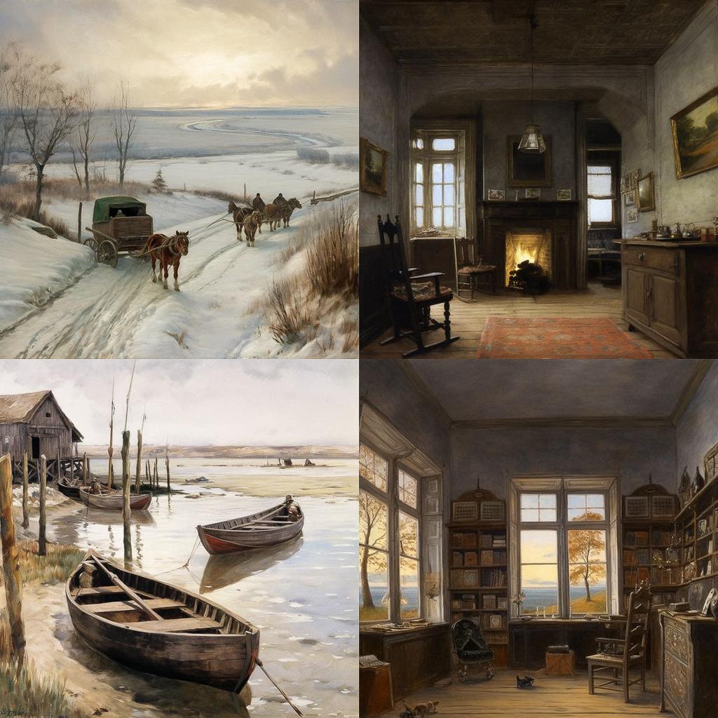 Harriet Backer style, Midjourney V5, render 1 of 4