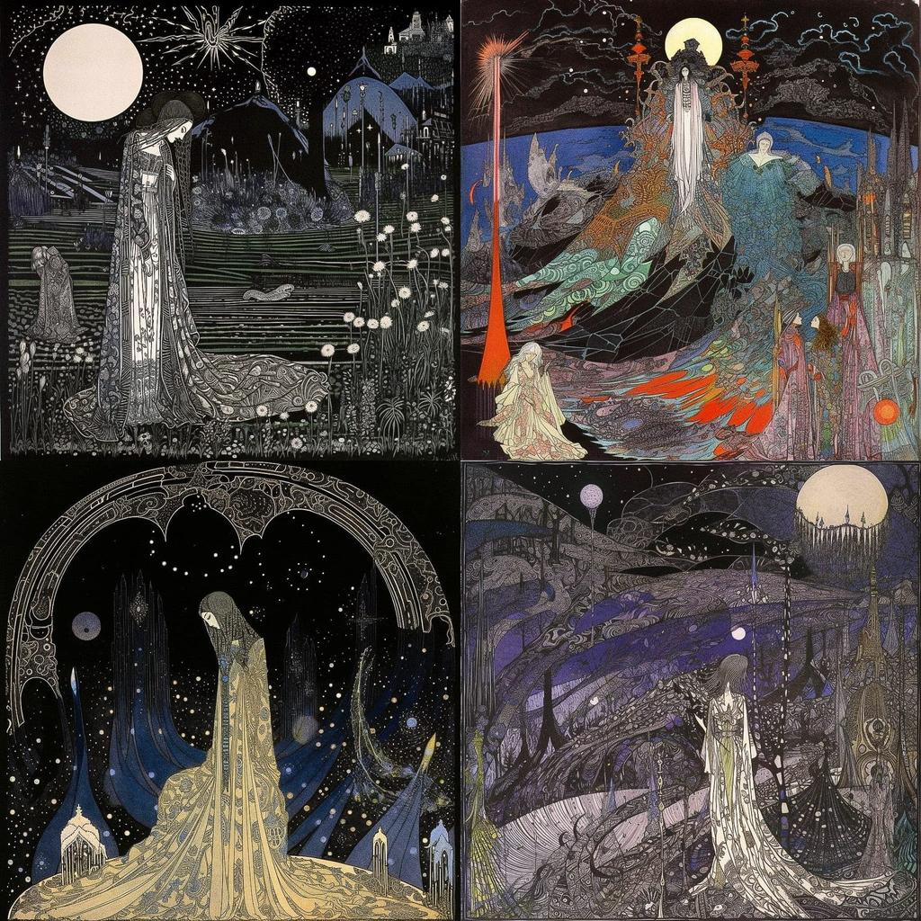 Harry Clarke style, Midjourney V5, render 1 of 4