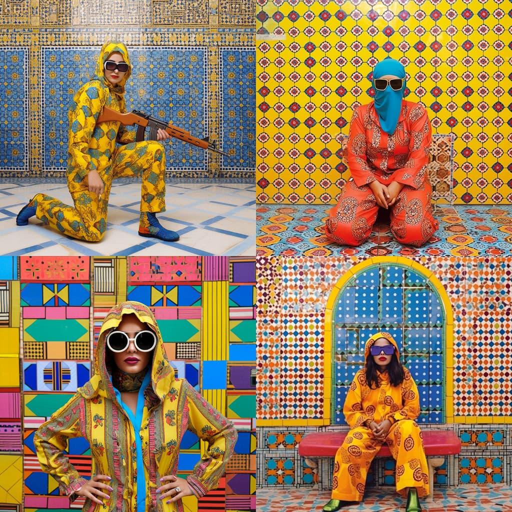 Hassan Hajjaj style, Midjourney V5, render 1 of 4
