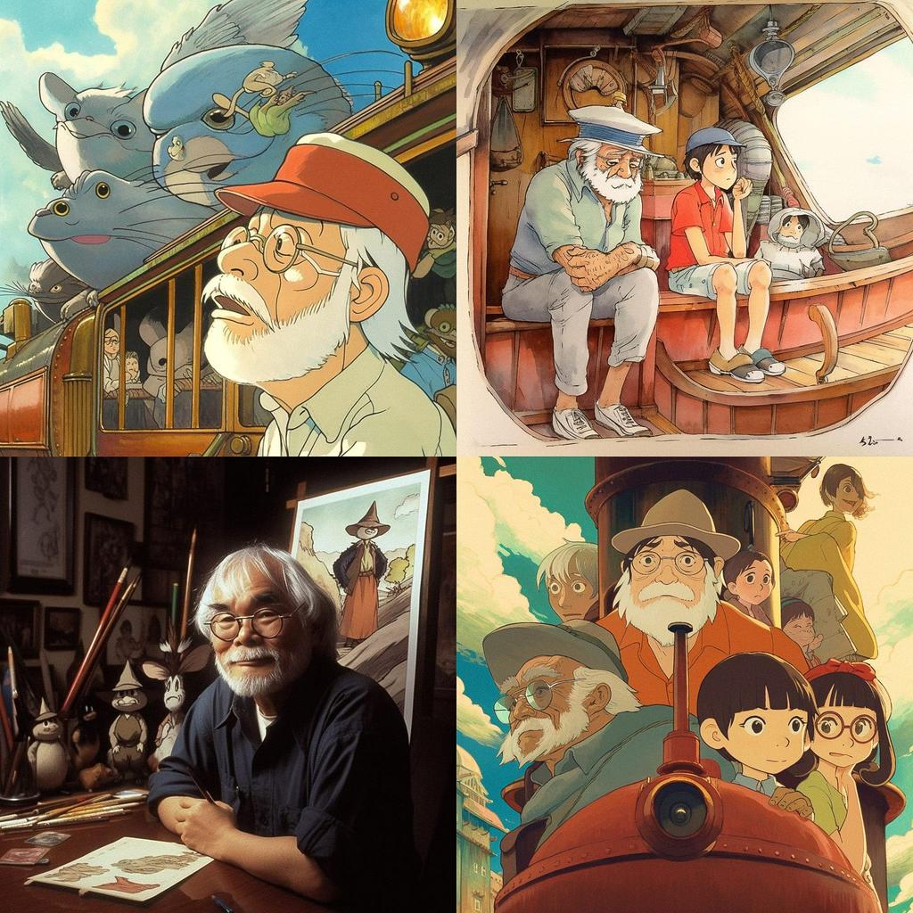 Hayao Miyazaki style, Midjourney V5, render 1 of 4