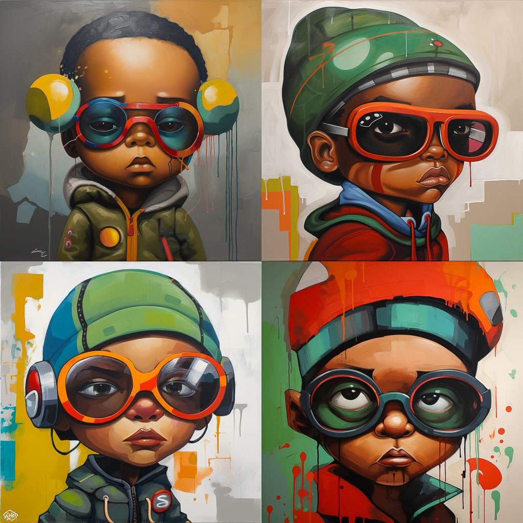 Hebru Brantley style, Midjourney V5, render 1 of 4
