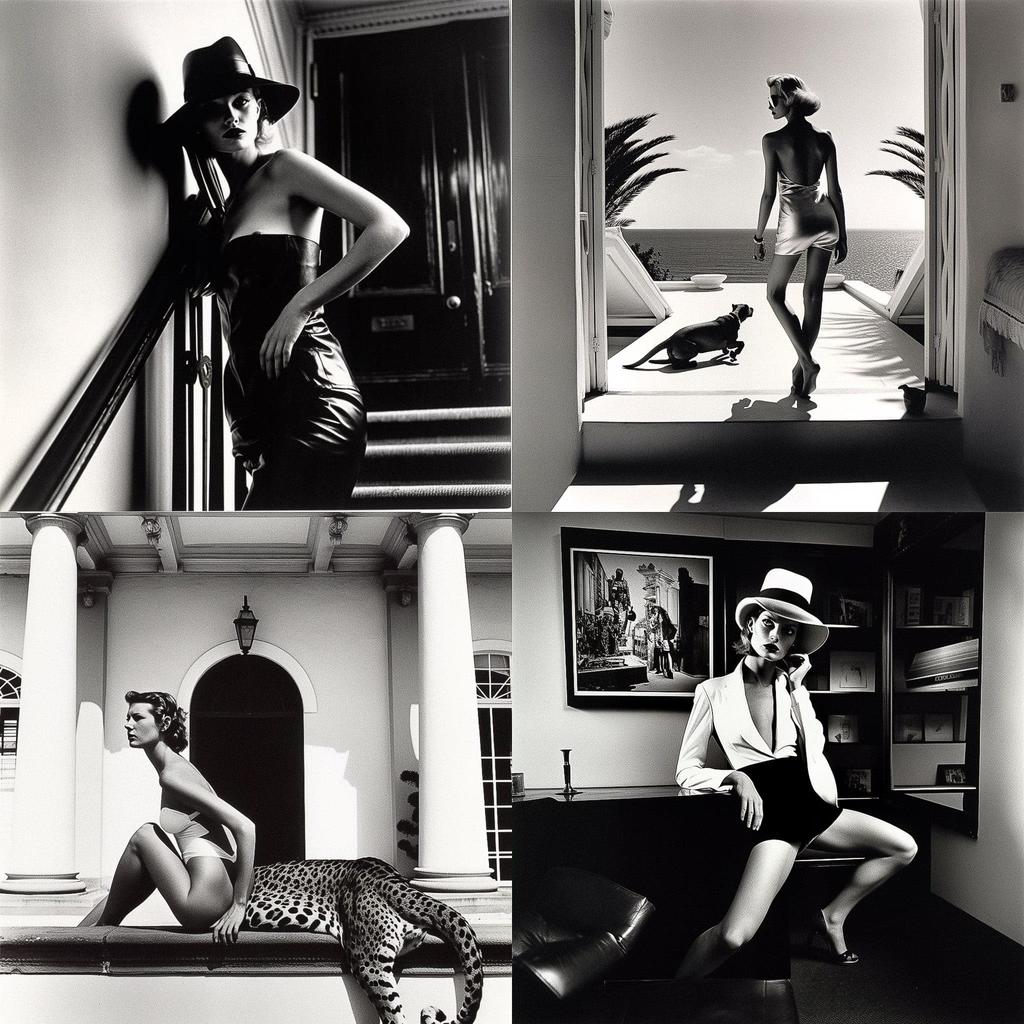 Helmut Newton style, Midjourney V5, render 1 of 4