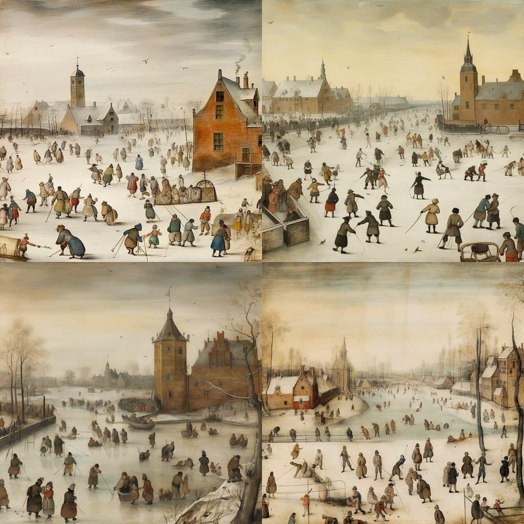 Hendrick Avercamp style, Midjourney V5, render 1 of 4