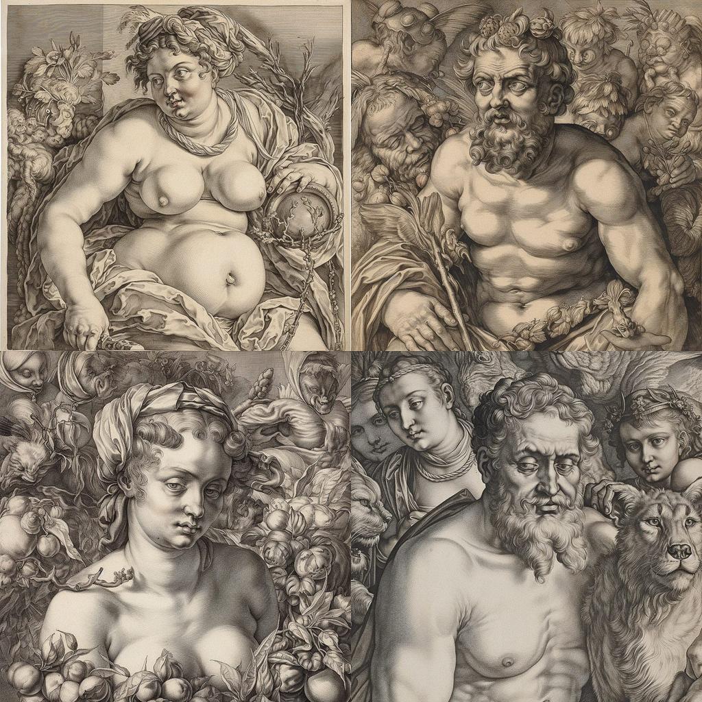 Hendrick Goltzius style, Midjourney V5, render 1 of 4