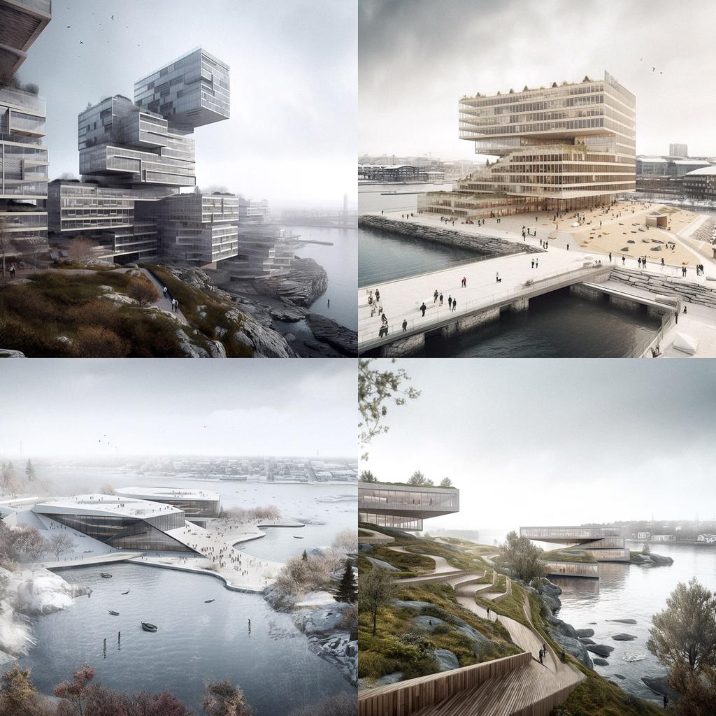 Henning Larsen style, Midjourney V5, render 1 of 4