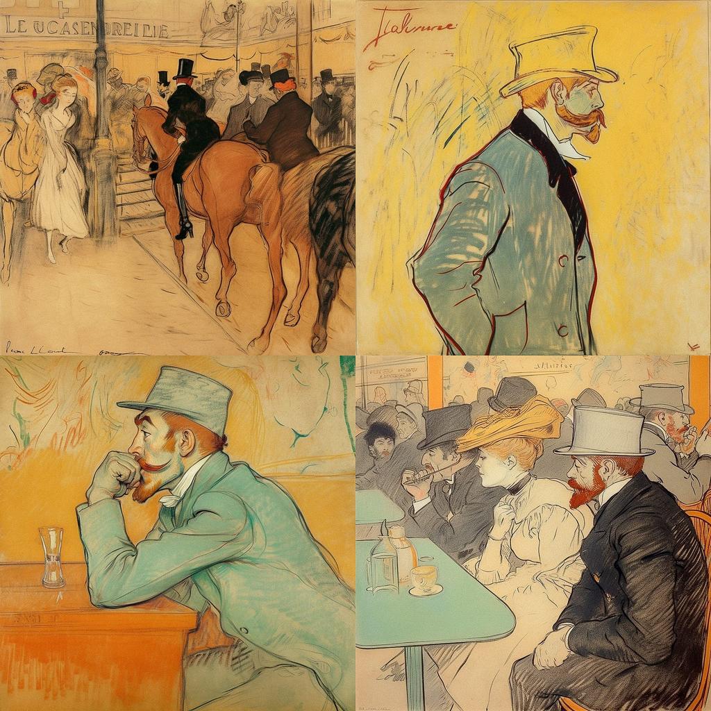 Henri de Toulouse-Lautrec style, Midjourney V5, render 1 of 4