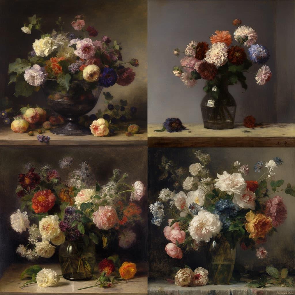 Henri Fantin-Latour style, Midjourney V5, render 1 of 4